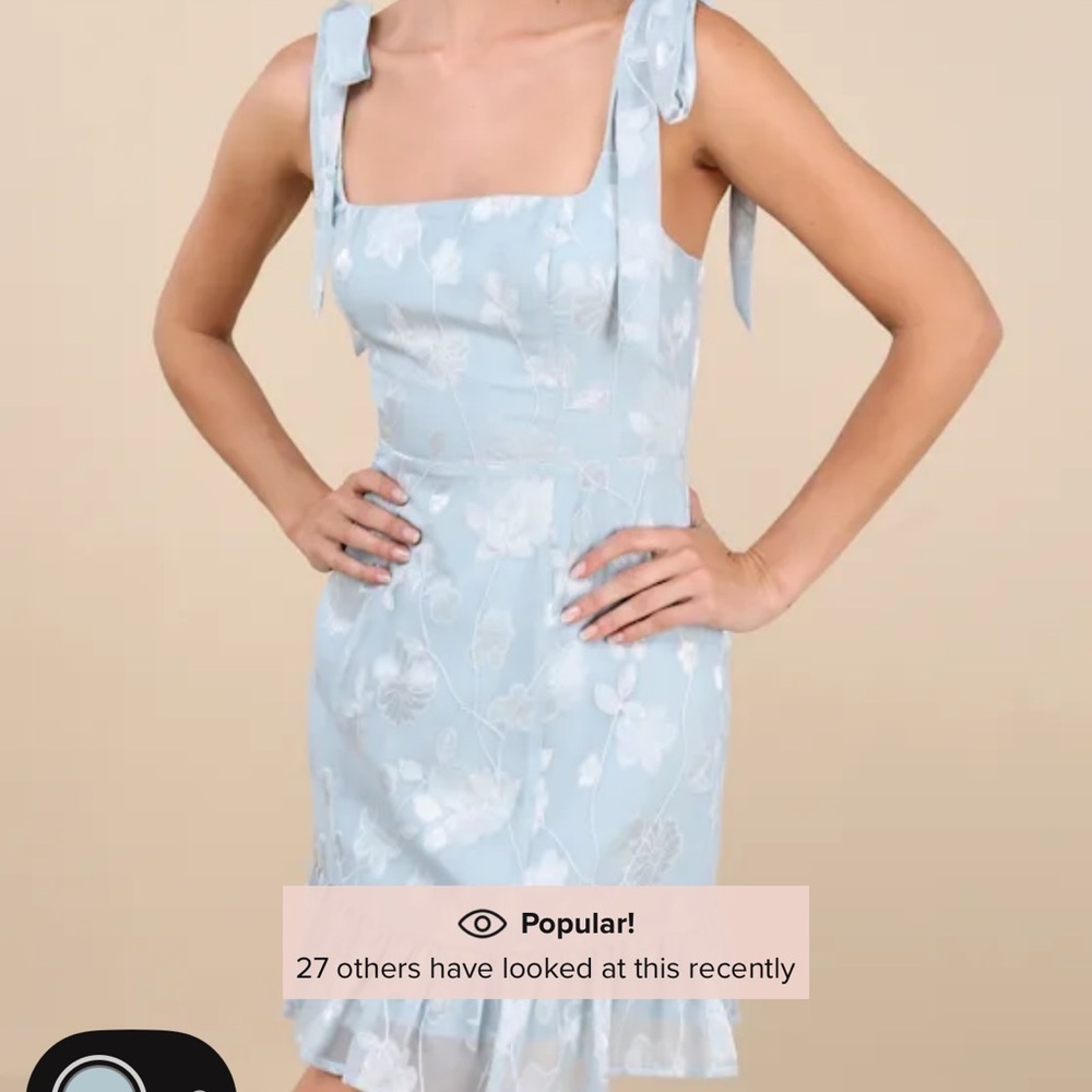 Lulu's Light Blue Floral Mini Dress